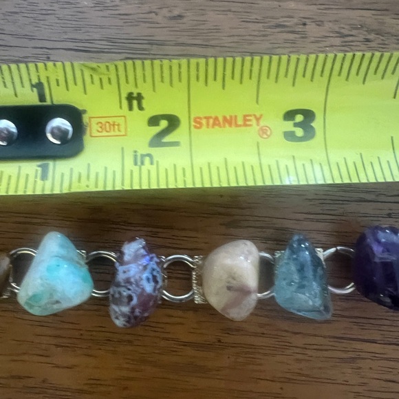 1970’s vintage gold tone panel link bracelet with mixed gemstones - Picture 11 of 13